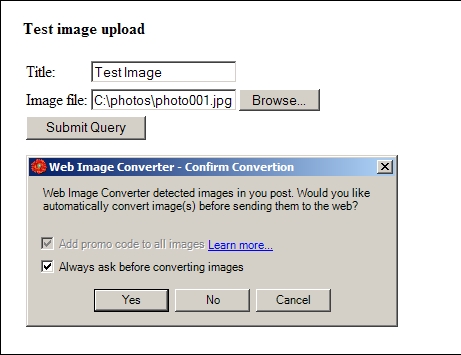 Free Image Converter confirmation dialog